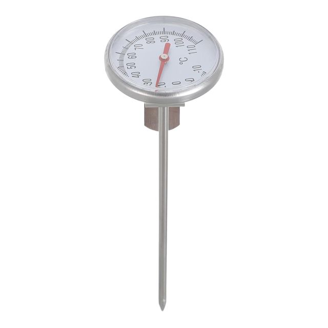 Zerodeko Thermomètre Contrôle Précis Température Cuisine en Acier Inoxydable avec Sonde Longue Argentée pour Huile et Sirop, Cuisine
