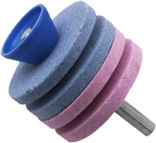 TopHomer Aiguiseur de lames de tondeuse à gazon avec perceuse, pierre à aiguiser 4 couches pour outils de jardin avec balance de lame pour perceuse, ciseaux, débroussailleuse, fendure