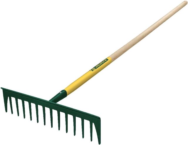 Leborgne, Râteau Forgé 14 Dents Courbes, Largeur: 36 cm, Acier Forgé et Trempé, Ergonomie: Manche Extra Long de 150 cm, Bois certifié 100% PEFC, Emmanchement Stable et Robuste