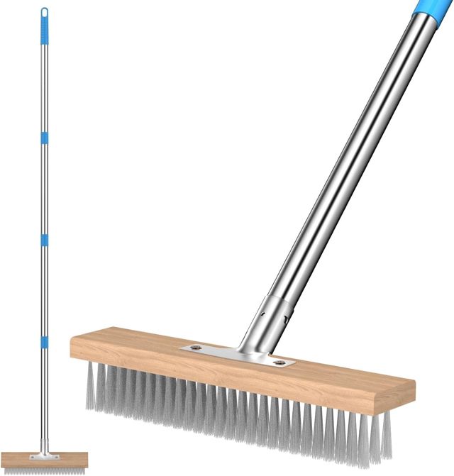 Balai Métallique en Acier avec Manche, Brosse en Métal Rigides