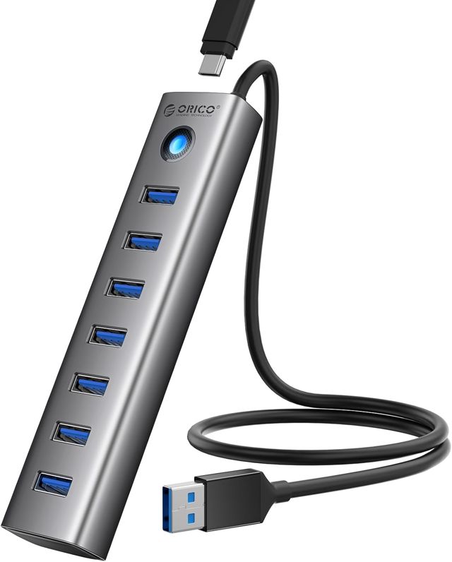 ORICO 7 Ports Aluminium Hub USB 3.0 avec 50cm Câble pour PC Bureau
