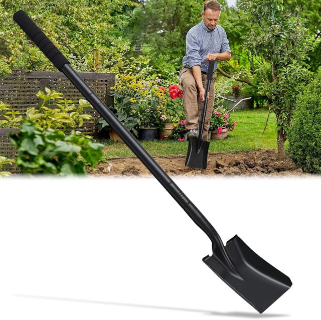 Petites Pelle Jardinage avec Manche en Acier Inoxydable de 110 cm, pelles en métal détachables très résistantes pour Le Jardinage, Le Camping et Le creusement de tranchées, Noires