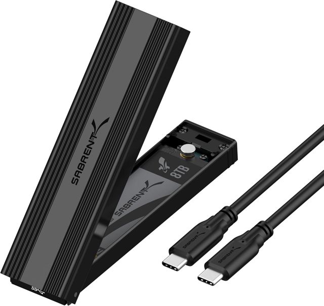 SABRENT Boitier SSD NVMe M.2, Adaptateur SSD M2 USB 3.2 Gen2 10Gbps, Boitier NVMe Externe en Aluminium Durable pour PCIe, M.2 SATA, M Key/M+B Key 2230/2242/2260/2280, Adaptateur USB (EC-SNVE)