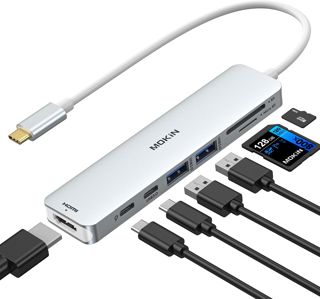 MOKiN Adaptateur USB C HDMI pour MacBook Pro/Air, adaptateur 7 en 1 USB C Dongle Mac avec HDMI, port de données USB C, 100 W PD, SD/TF et 2 USB 3.0 pour Dell/Lenovo/Thinkpad (doré)