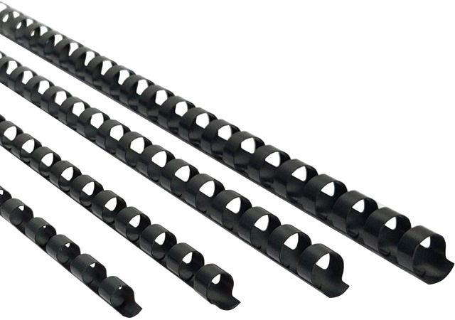 RAYSON Peignes de Reliure en Plastique, 21 Anneaux, 90-160 Feuilles, 12mm, 14mm, 16mm, 18mm, Taille du mélange, Noir, A4, Paquet de 80