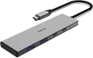 Hama | Hub USB-C (4 Ports - 2 x USB-A + 2 x USB-C, USB 3.2 Gen2 jusqu'à 10 Gbit/s, Power Delivery 100 W, boîtier en Aluminium) Gris