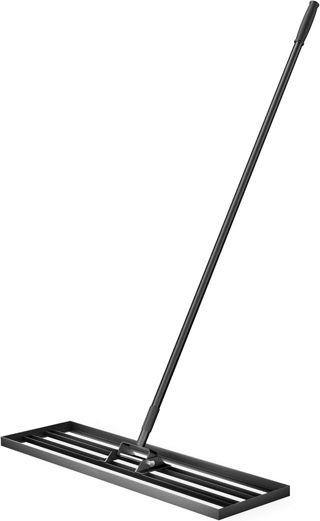 Wiltec Râteau de nivellement 914 x 254 x 2050 mm Noir 3,8 kg Acier Fin Raclette de Gazon Niveleur avec Manche 2 m Extensible Racloir Polyvalent Jardin Aménagement extérieur Golf