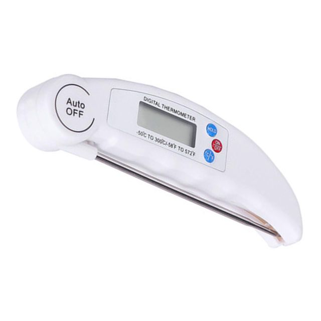 Alipis Thermomètre Numérique Pliable pour Barbecue et Viande, en Acier Inoxydable, Écran Lcd, Blanc, Mesure Précise de 50°c à 300°c, Ustensile Cuisine pour Cuisson et Grillades
