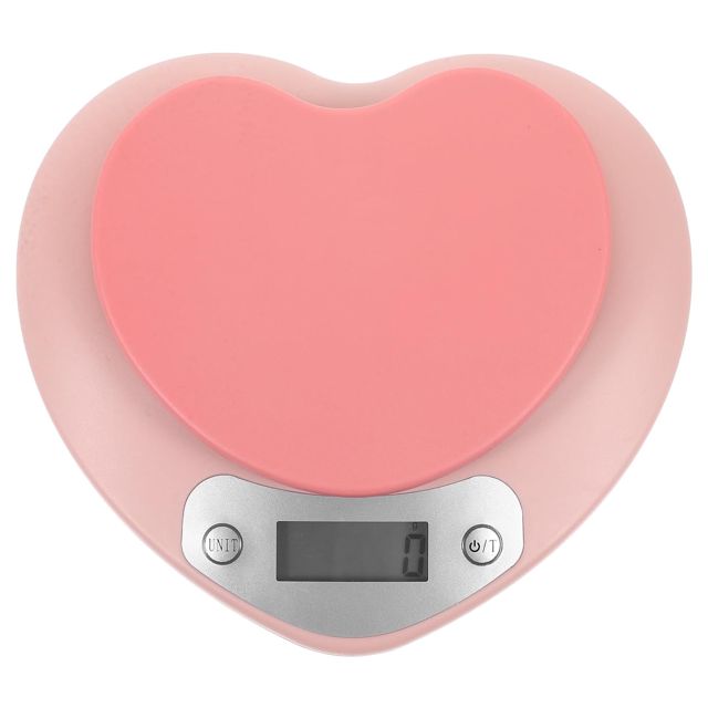 SEWACC Balance Électronique Forme Cœur Capteur Haute Précision en Plastique Rose pour Pesée Précise Cuisine à Domicile Café