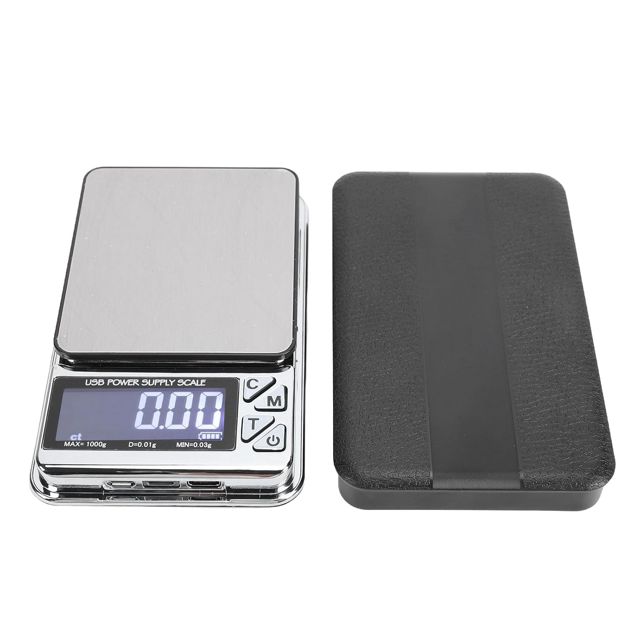 Asixxsix Balance de Poche Numérique, 1000 G 0,01 G, 7 Unités, Balance à Bijoux Numérique à écran LCD avec Fonctions Tare et PCS pour Aliments, Bijoux, Cuisine, café