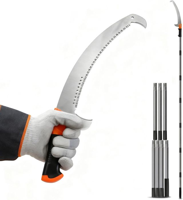 Scie à Élaguer Extensible, 3m Scie sur Perche Manuelle Outil d'Élagage pour Tailler Branches Hautes, Palmiers, Arbustes
