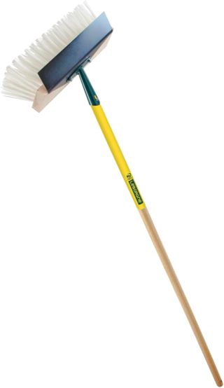 Leborgne, Balai Grattoir Manche Bois Certifié PEFC 100%, Lame en acier trempé extra dure, Outil 2 en 1, Poils PVC 90 mm, diam 1,4 mm, Poignée ergonomique, Manche bois percé 150 cm