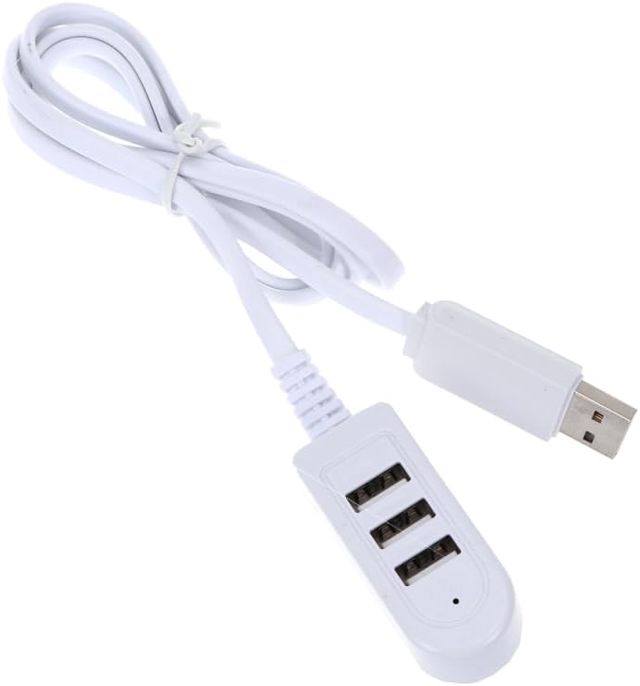 TEHAUX Hub USB 3 Ports avec Câble 1,2 m, Multiplicateur USB Blanc