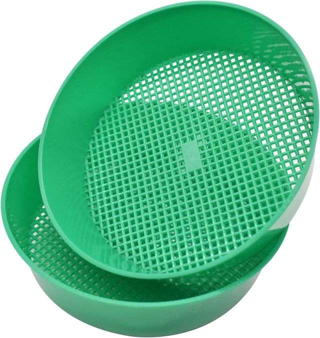TAIZER 2PCS Tamis à Sable Tamis de Jardin Rond en Plastique Tamis à Compost Tamis à Terre,Maille Plantes Succulentes Sable Pierre Filtre Outil Jardinage Tamis pour La Maison Jardin Plante