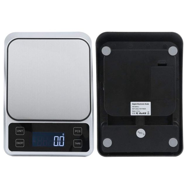 Fdit Balance de Cuisine Numérique 5kg 0.1g, Balance de Poids Alimentaire en Acier Inoxydable pour la Cuisson, avec Mini écran et Interrupteur à 6 Unités