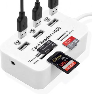 Retoo Hub USB 7 en 1 avec lecteur de carte mémoire SD, MMC, MS, TF, M2, 5