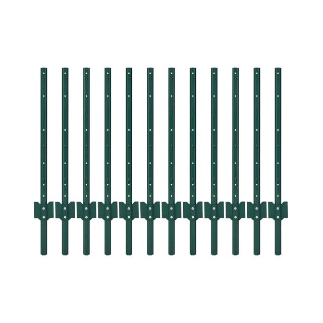 Poteaux de Clôture Métalliques 0,9 m (3 Pieds), Paquet de 12, Piquets Acier Canal U Sans Creusement, Robustes Verts pour Jardin, Ferme & Clôture Filaire Extérieure