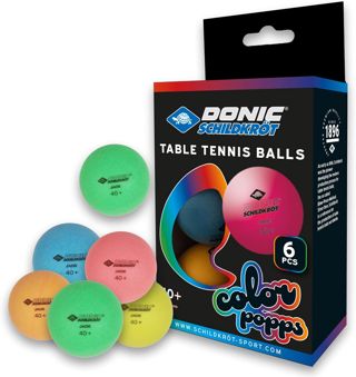 Donic-Schildkröt Balles de Tennis de Table Color Popps, Qualité Poly 40+, 6 Balles, Couleurs Variées, 649015