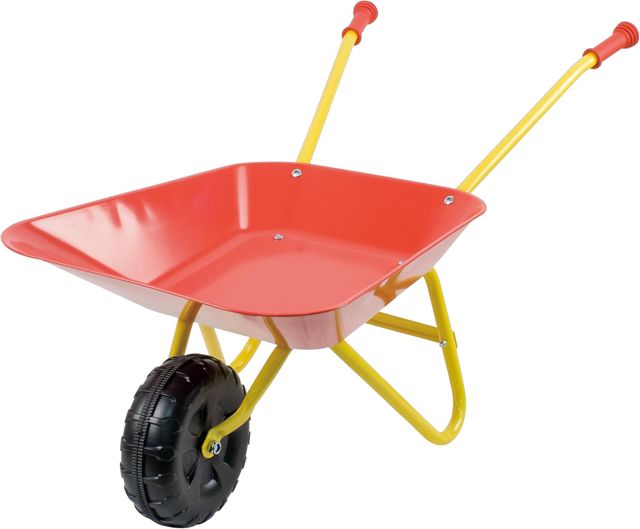 Idena 7131707 - Brouette en métal pour enfants à partir de 24 mois en rouge et jaune, environ 78 x 40 x 38 cm, idéal pour le jardin et le bac à sable