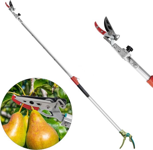 FLORA GUARD Coupe-branches télescopique 1,6-2,5 m | Sécateur d’élagage avec lame rotative en aluminium pour couper les branches hautes et récolter les fruits