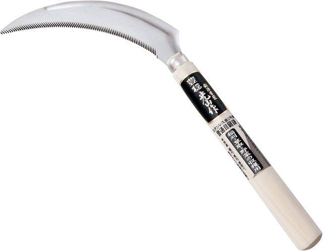 Faucille Faux Japonaise avec Lame Dentelée 17cm Jardin Taille Herbe Lierre Récolte Légume Désherbage Acier inoxydable au molybdène