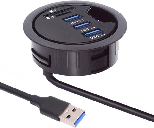 Cablecc Hub USB 3.0 à 4 ports - Répartiteur USB 60 mm - Interface de station d'accueil pour ordinateur de bureau