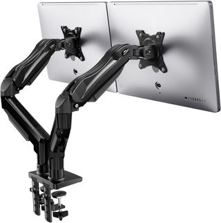 HUANUO Support Ecran PC 2 Ecran de 13 à 32 Pouces, Bras pour Écran Pc pour Écrans Plats, Gaming Bras Ecran PC VESA 75x75/100x100mm (Noir)