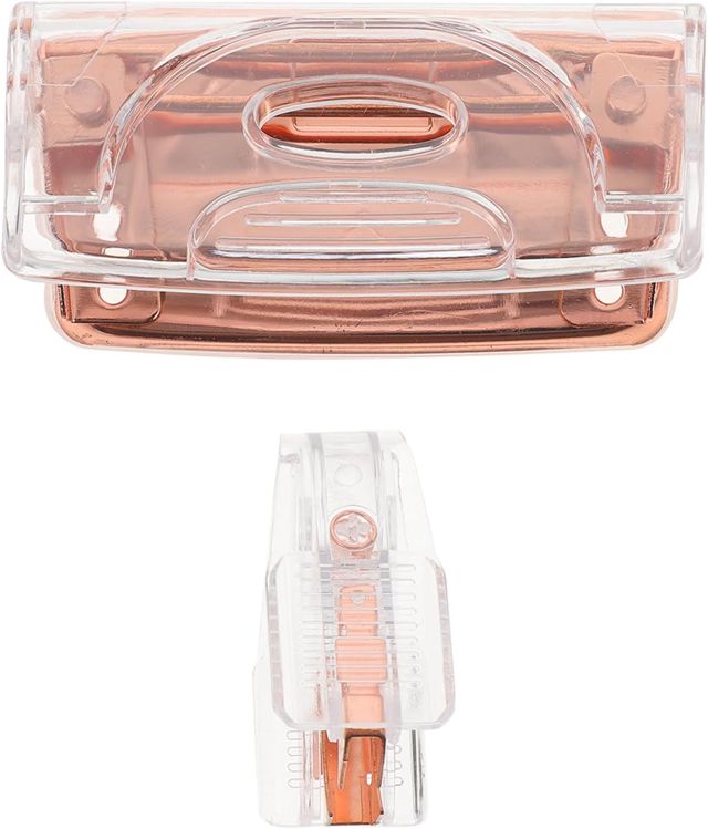 BESTonZON Perforatrice à Deux Trous et Arrache-Agrafeuse de Bureau en Métal Rose Doré Transparent Petit Dégrafeur Pratique pour Usage Quotidien Outils pour Retirer les Agrafes