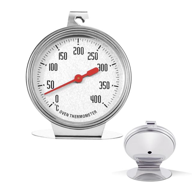 Thermomètre de Four Thermomètre de Four en Acier Inoxydable - Grand Cadran Facile à Lire Plage de Température 0-400°C Suspendu ou Monté Idéal pour Cuisiner sur le de Cuisine et le Gril
