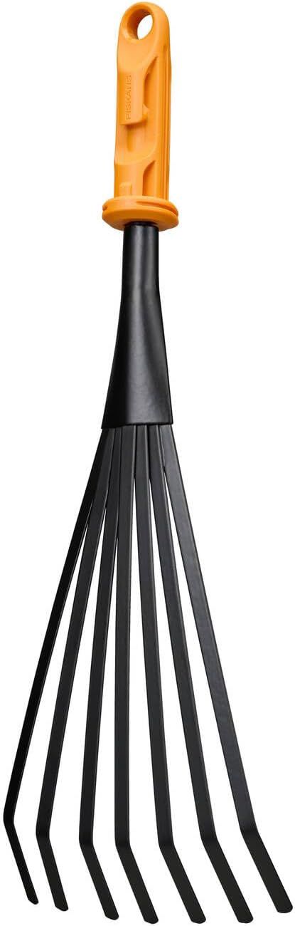 Fiskars OneClick Petit Balai Éventail, Pour Gazons & Endroits Étroits, Changement sans Effort en 1 Seul Clic, N'Abîme pas les Plantes, Largeur:12cm, Noir/Orange, 1080682