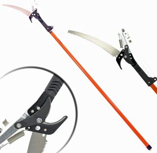 Échenilloir télescopique et scie 35cm FUXTEC FX-TAS35 lame supérieure sécateur élagueur ébrancheur sur perche jusque 290 cm de hauteur pour scier ou cisailler branches