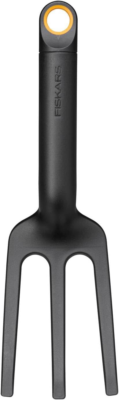 Fiskars Serfouette à 3 Dents, Longueur : 28 cm, Plastique Renforcé de Fibres de Verre, Noir/Orange, Solid, 1072103