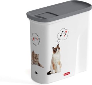 CURVER Verseuse à Croquettes Pour Chat - 2,5kg / 6L - Rangement Hermétique Anti-Odeurs pour Nourriture pour Chats - Verseuse 28 x 12 x 28 cm - Blanc