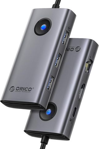 ORICO Station d'accueil, 6 en 1 Hub USB C avec Ethernet 1 G, HDMI 4K@30Hz, PD 100 W, 3 Ports USB 5Gbps, Adaptateur USB C vers USB 3.0 Compatible avec MacBook Pro Air XPS HP