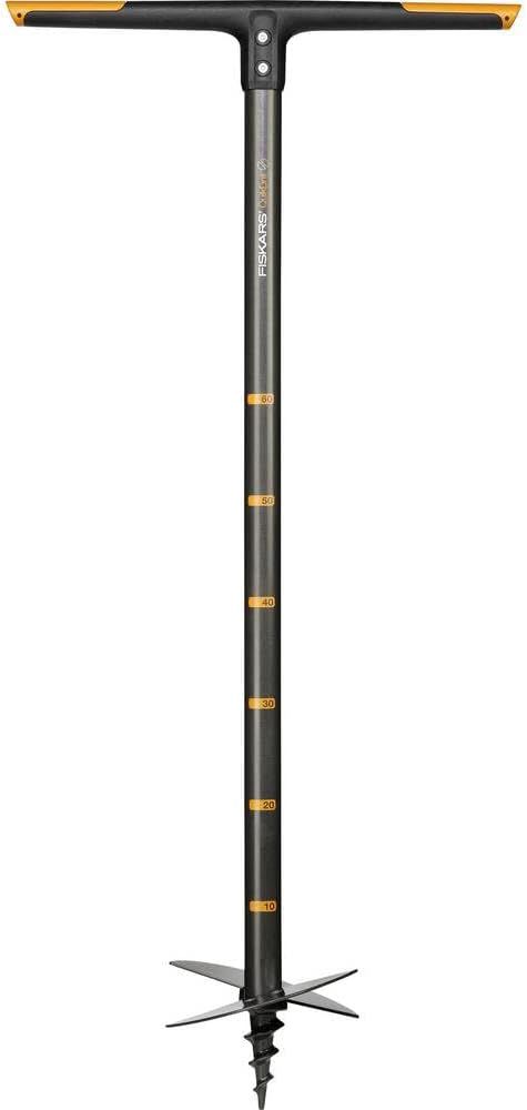 Fiskars Tarière manuelle graduée, Trous jusqu'à 20 cm de diamètre, Noir/Orange, QuikDrill, Taille: L, 1000640