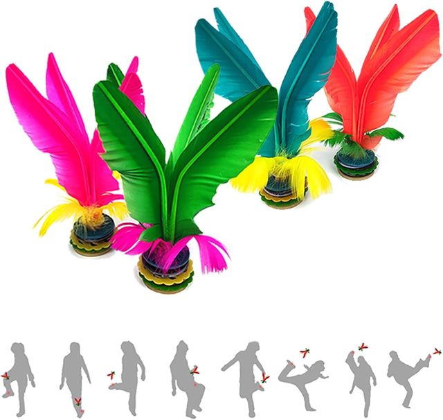 Volant de kick, volant de pied, Jianzi chinois, ballon de football en plumes assemblées, volant coloré pour exercice de pied, ballon de sport en plein air ou intérieur