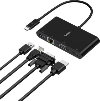 Belkin USB-C Multimedia Adapter (GBE, HDMI, VGA, USB-A), BLK