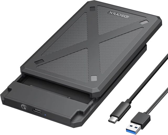 iDsonix Boîtier de Disque Dur 2,5 Pouces 6Gbps USB C 3.1 vers SATA III Boîtier de Disque Dur Externe sans Outil pour Disque Dur SSD HDD 7 mm/9.5 mm 2,5" avec UASP Noir(PW25-1C3)