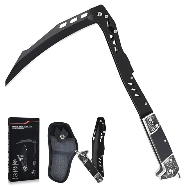 Faucille Pliante,Poignée en Bois et Lames tranchantes,Outils de Jardinage Professionnel pour Jardin,Bushcraft et Coupe de Branches,Activités de Plein air,Camping (Faucille)