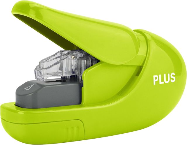 PLUS Agrafeuse sans agrafes zéro effort, staple-free Stapler, jusqu’à 5 feuilles – Vert
