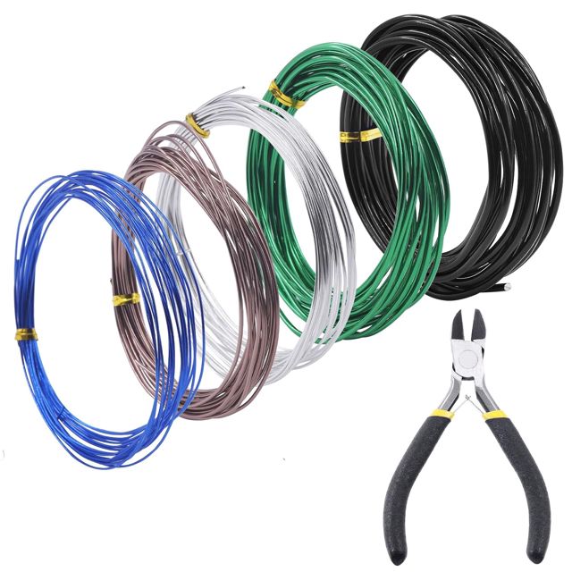 Swpeet 6pcs 5 taille 0,8/1 / 1,5/2 / 3 mm bonsaï Training Line 82 pieds avec coupe - fil, aluminium Line bonsaï Toolkit, bonsaï arbre bonsaï accessoires jardin intérieur bricolage outils