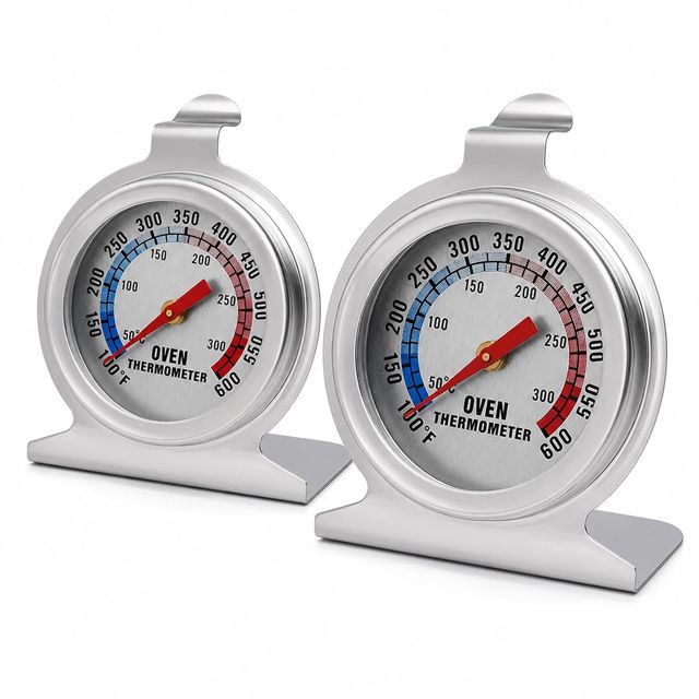2PCS Thermomètre de Four en Acier Inoxydable, Thermomètre Analogique 50-300°C pour Cuisson, Pâtisserie, Pizza et Barbecue, Lecture Rapide, Pose Libre ou Suspension, Sans Pile