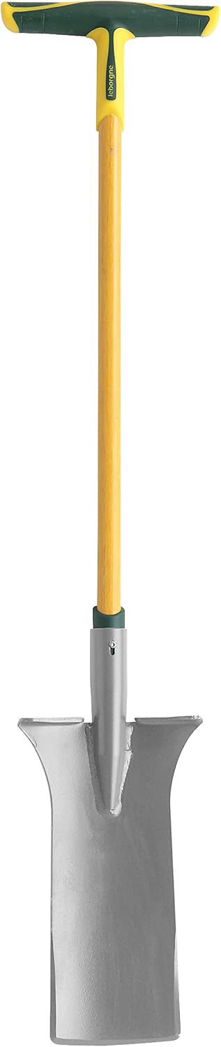 Leborgne, Louchet d'Arrachage Pro, Manche Tri-Matière En T, Tête Acier Au Carbone, Longueur Lame: 36 cm, Poignée béquille tri-matière extra large (25 cm), Bord d’attaque affûté sur les 3 faces