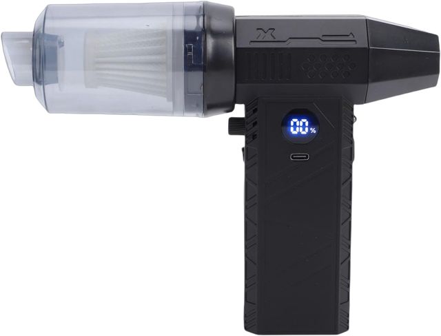 Dépoussiéreur électrique, Souffleur D'air sans Fil avec Batterie Remplaçable et écran LED, 2 Buses et 2 Têtes de Brosse, pour le Nettoyage du Clavier D'ordinateur et une