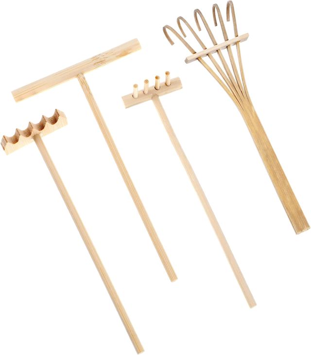 Mabor Mini râteau de jardin zen miniature pour table - Accessoires de jardin zen - Petit râteau en bambou pour la maison, le bureau, le jardin