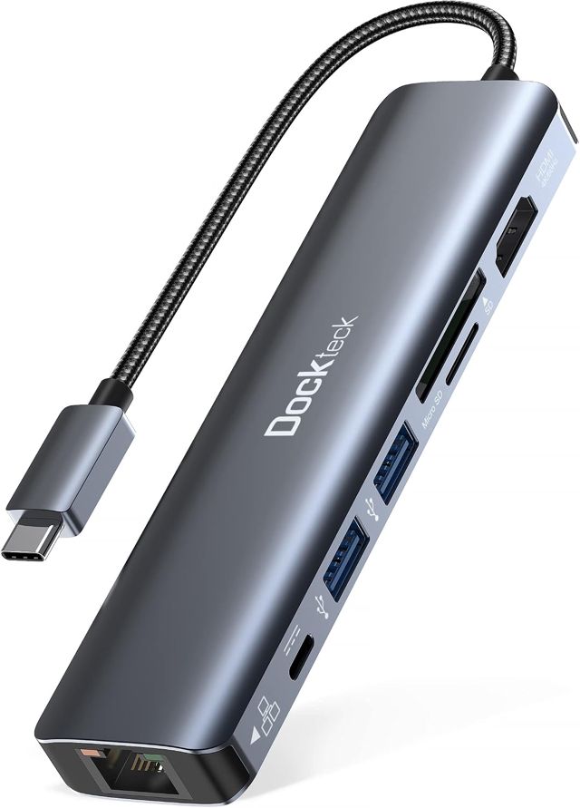 Dockteck Hub USB C, 5 en 1 Adaptateur USB C Aluminium vers Ethernet RJ45 avec HDMI 4K,3 USB 3.0, pour Surface Pro 8/9,MacBook Pro/Air M1 2021, iPad Pro/Air 4/Air 5 2022