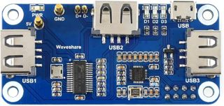 Waveshare PoE Ethernet/USB HUB Hat for Raspberry Pi Zero/Zero W/4B/3B/3B+, 3X USB 2.0 Ports 802.3af-Compliant