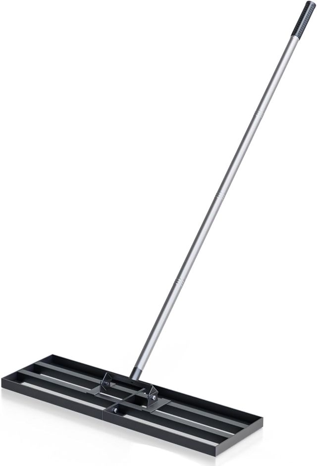 Râteau de nivellement de pelouse de 76,2 x 25,4 cm avec poignée réglable en acier inoxydable de 198,1 cm – Outil de nivellement robuste pour grandes surfaces, niveleur d'herbe et de sol