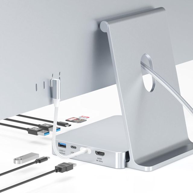 Hub USB-C 8 en 1 pour iMac 24" 2021/2023/2024 M1 M3 M4, Station d’Accueil avec SSD M.2 NVMe (Jusqu’à 4 to), HDMI 4K 60Hz, USB 3.2 10 Gbit/s, Lecteur SD/TF, Dock Aluminium pour iMac.