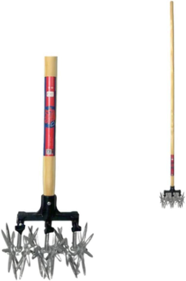 Cultivateur De Jardin À Rouleaux 21 Cm avec Manche Bois 150 Cm, Emietteur De Terre pour Outillage Jardin, Dameuse Manuelle pour Potager Et Massifs Soignés